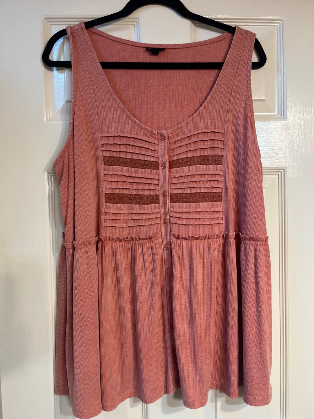 torrid Dusty Rose Button-Front Ruffled Peplum Tank
